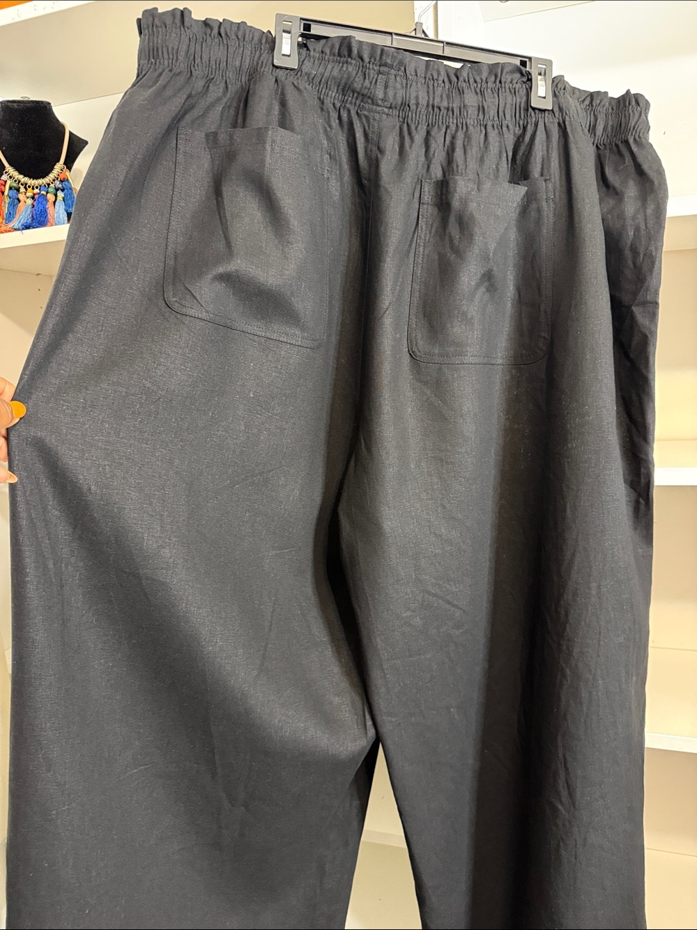 AVA & VIV BLACK LINEN WIDE LEG PANTS 3X NEW • - Picture 9 of 9